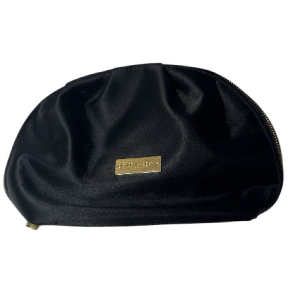 Dolce And Cabbana Black Satin Cosmetic Pouch with Gold Plaque